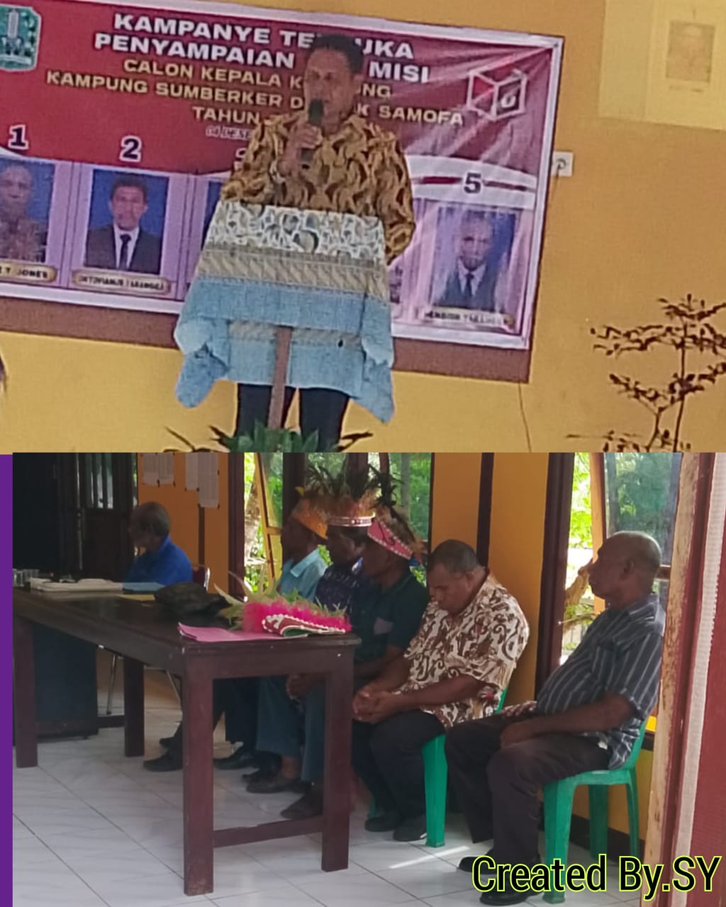 Monitoring Penyampaian Visi & Misi Calon Kepala Kampung di Kampung Sumberker Distrik Samofa.