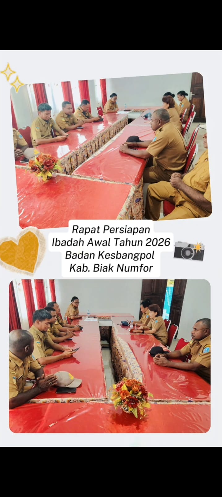 Rapat Persiapan Ibadah Awal Tahun 2026 Badan KESBANGPOL Kab. Biak Numfor