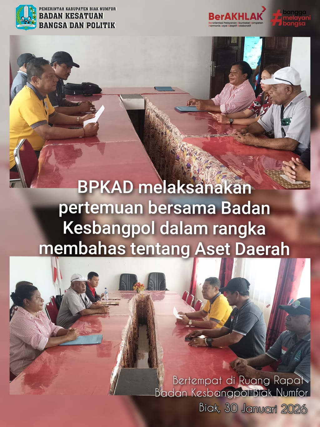BPKAD Melaksanakan Pertemuan Bersama Badan Kesbangpol dalam Rangka Pembahasan Terkait Aset.