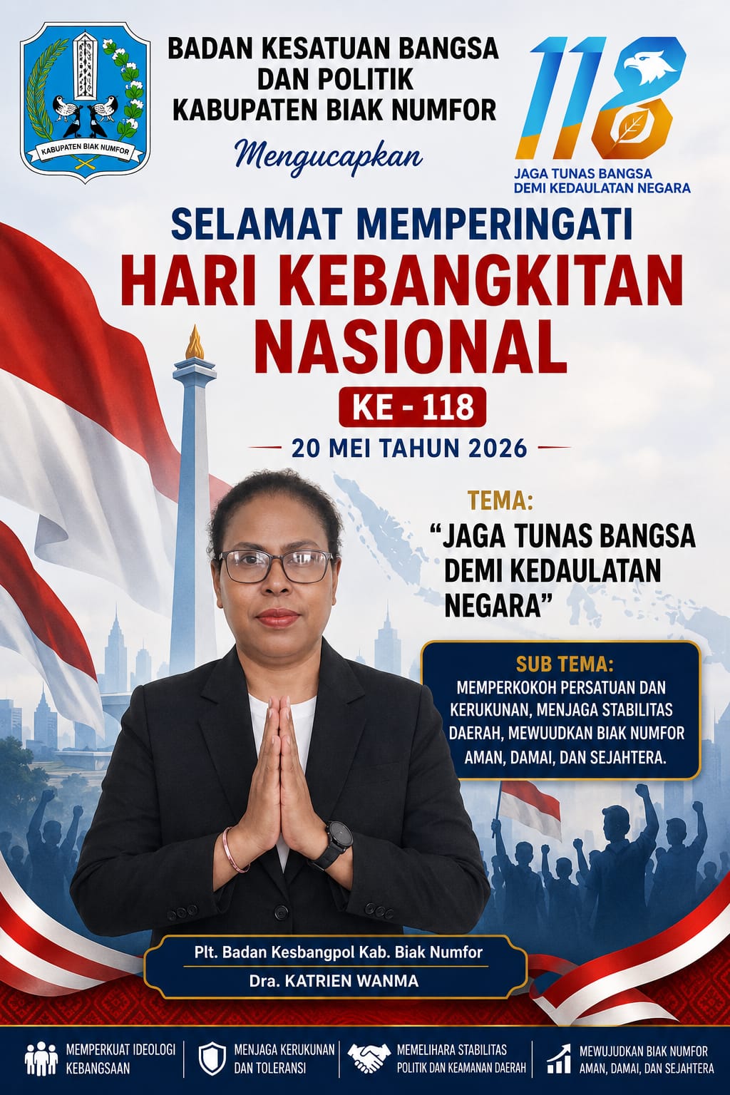 Badan KESBANGPOL Kab. Biak Numfor Mengucapkan Selamat Memperingati Hari Kebangkitan Nasional Ke 118
