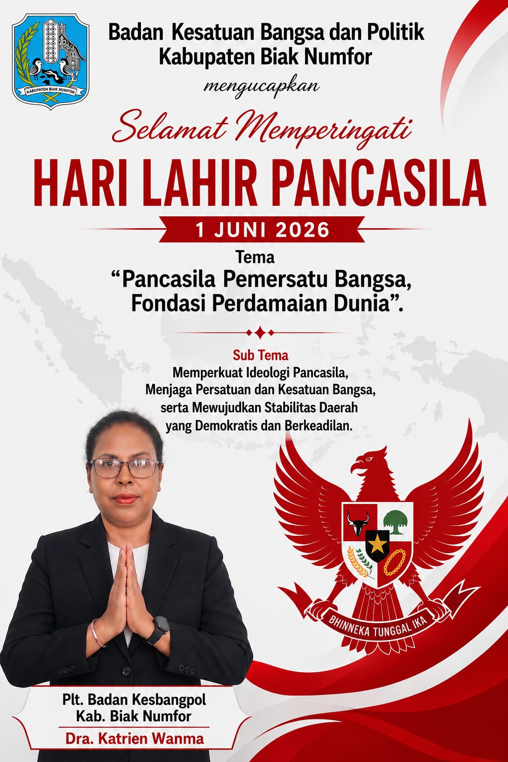 Badan KESBANGPOL Kab. Biak Numfor Mengucapkan Selamat Memperingati Hari Lahir Pancasila