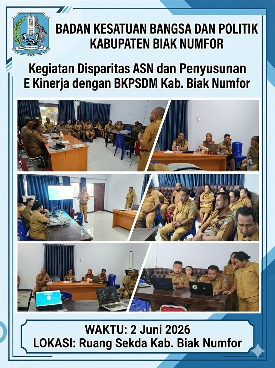 Badan KESBANGPOL Kab. Biak Numfor mengikuti Kegiatan Disparitas ASN  dan Penysunan E Kinerja