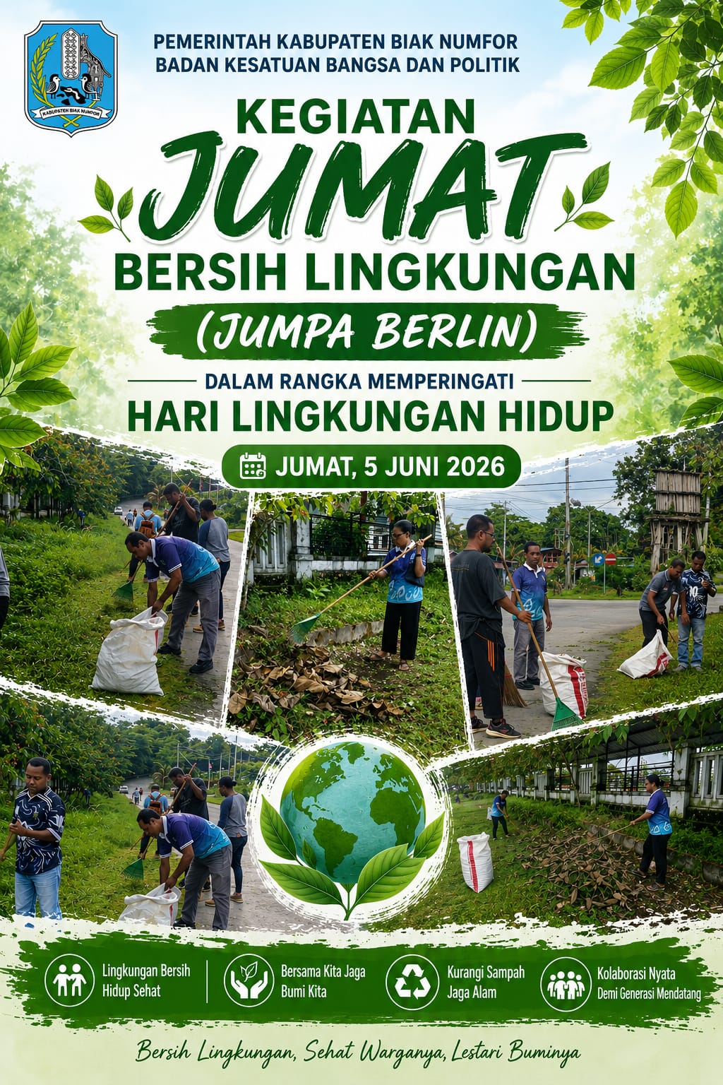 Badan KESBANGPOL Kab. Biak Numfor Mengikuti Kegiatan Jumat Pagi Bersih Bersih Lingkungan