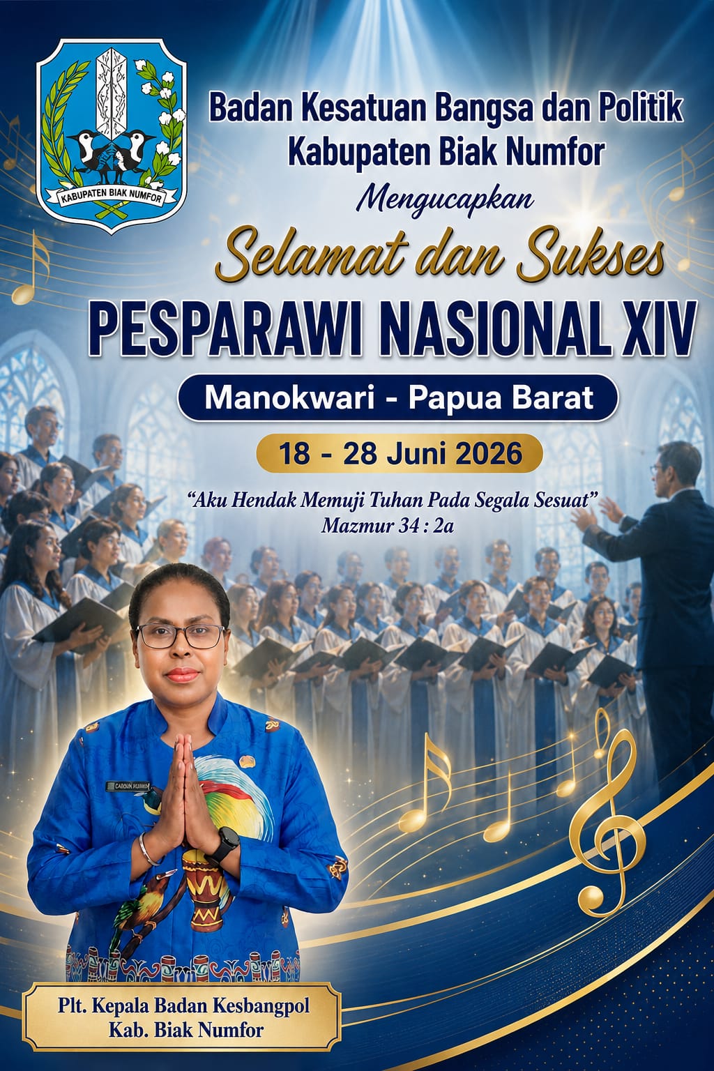 Badan KESBANGPOL Kab. Biak Numfor Mengucapkan Selamat dan Sukses PESPARAWI Nasional  Selamat XIV