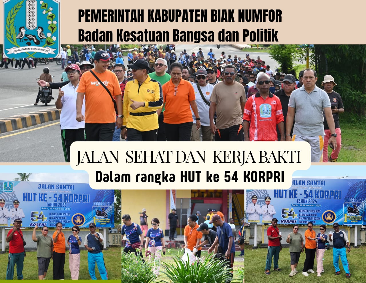 Badan Kesbangpol Kab. Biak Numfor Berpartisipasi dalam Rangkaian Kegiatan HUT KORPRI Ke-54