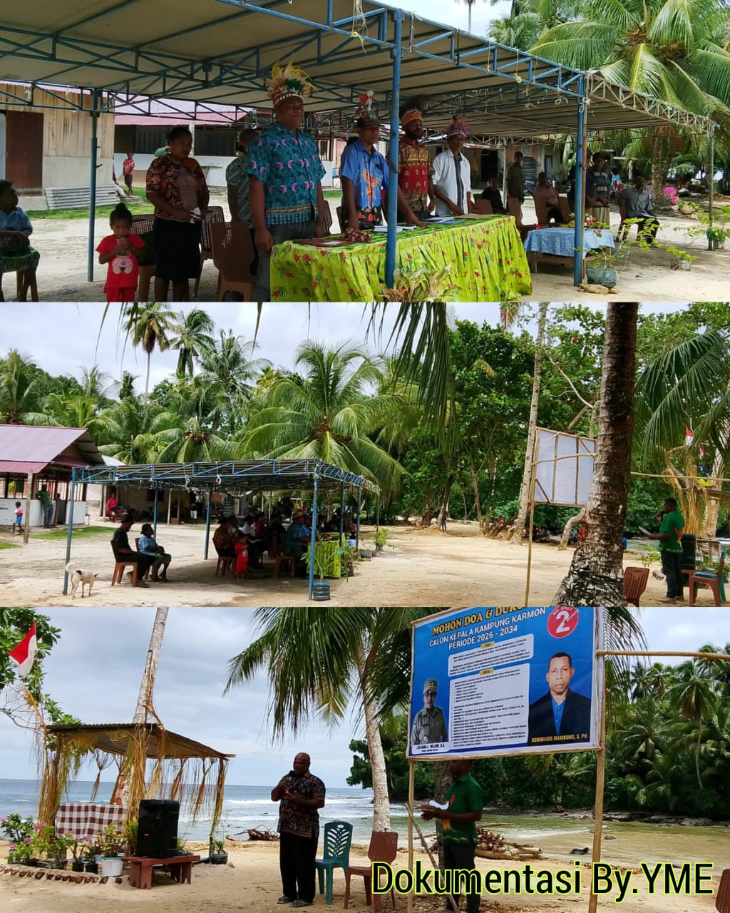 Monitoring Penyampaian Visi Misi Calon Kepala Kampung di Kampung Karmon Distrik Yawosi