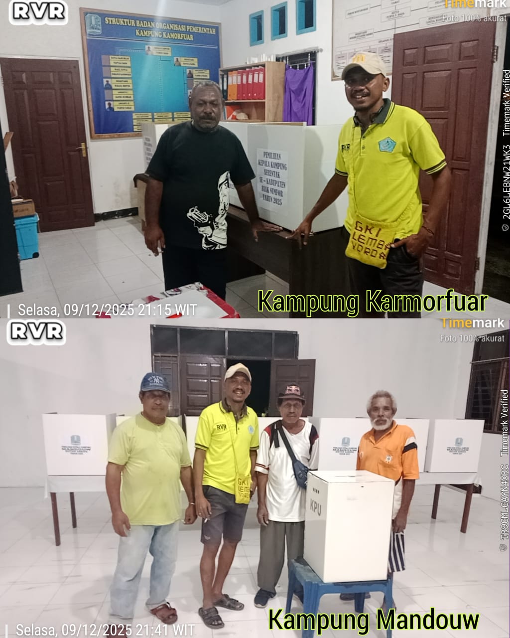 Pemantauan Persiapan Tempat Pemungutan Suara di kampung Karmofuar dan kampung Mandouw
